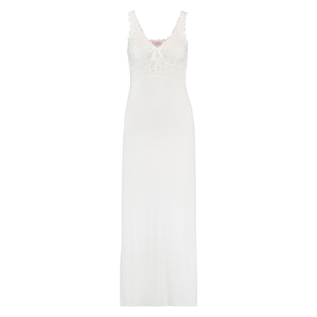 Long slip dress Modal lace, White