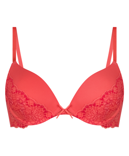 Cherry Padded Underwired Push-Up Bra, Pink