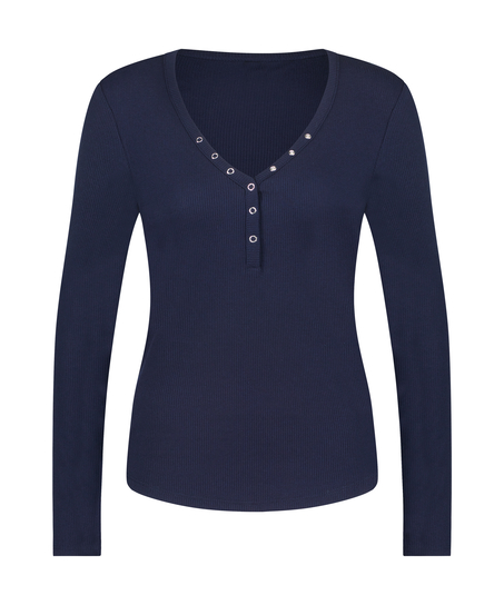 Long-Sleeved Pyjama Top, Blue