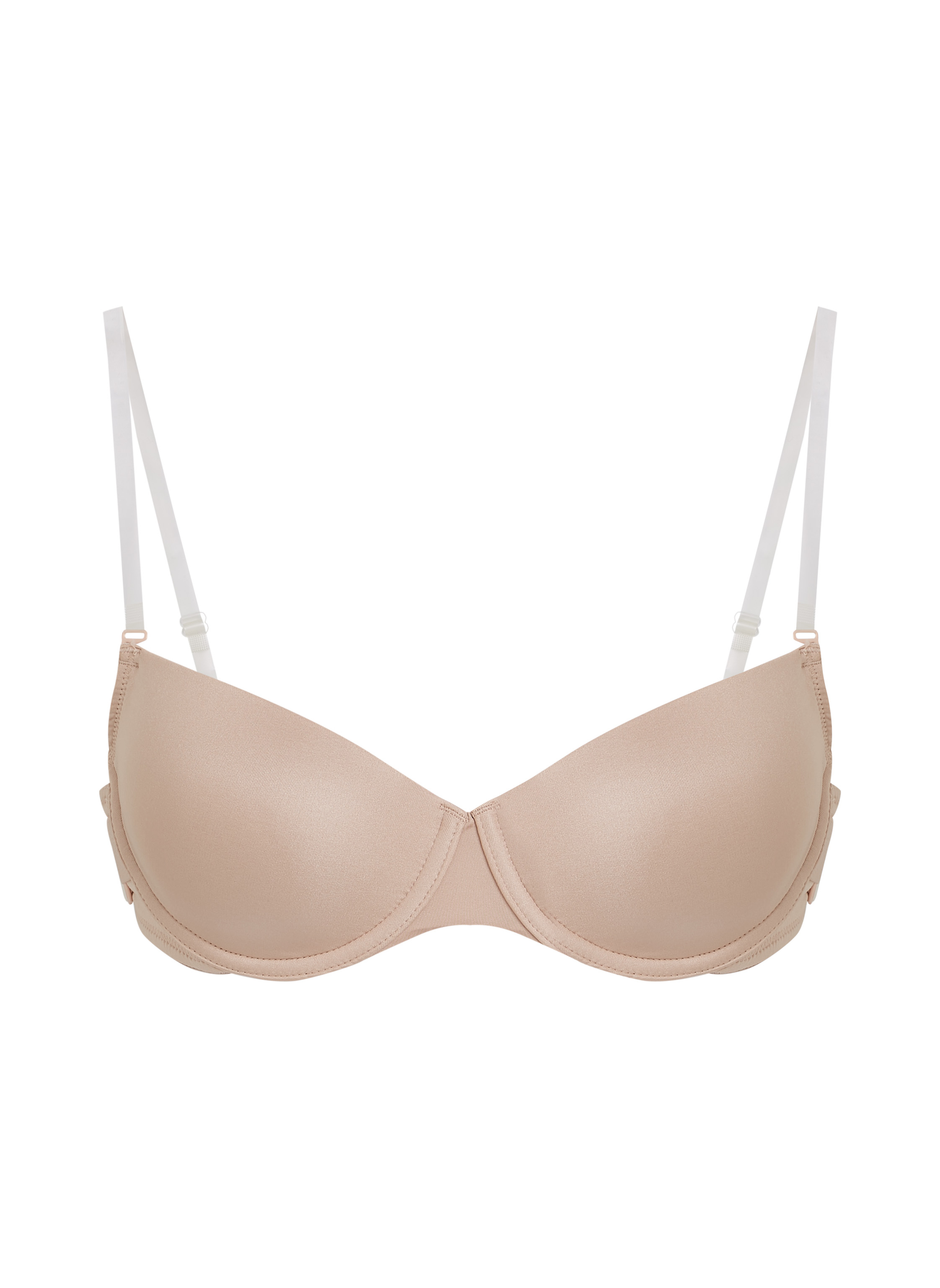 Transparent Back Padded Underwired Bra, Beige, main