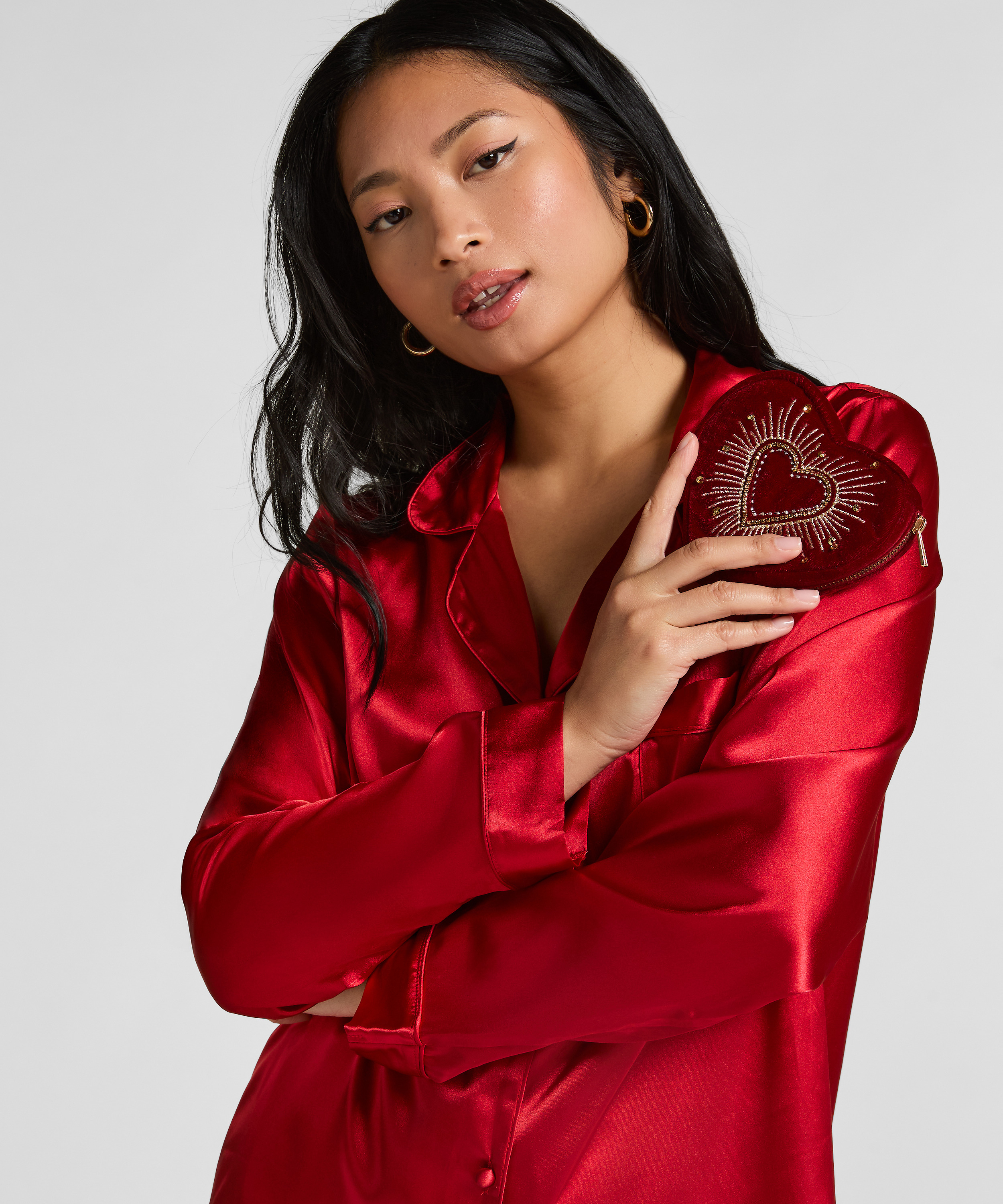 Heart Zip Purse, Red, main