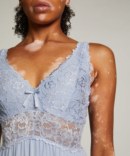 Nora Lace Slip Dress, Blue