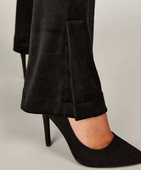 Flared Velvet Leggings, Black