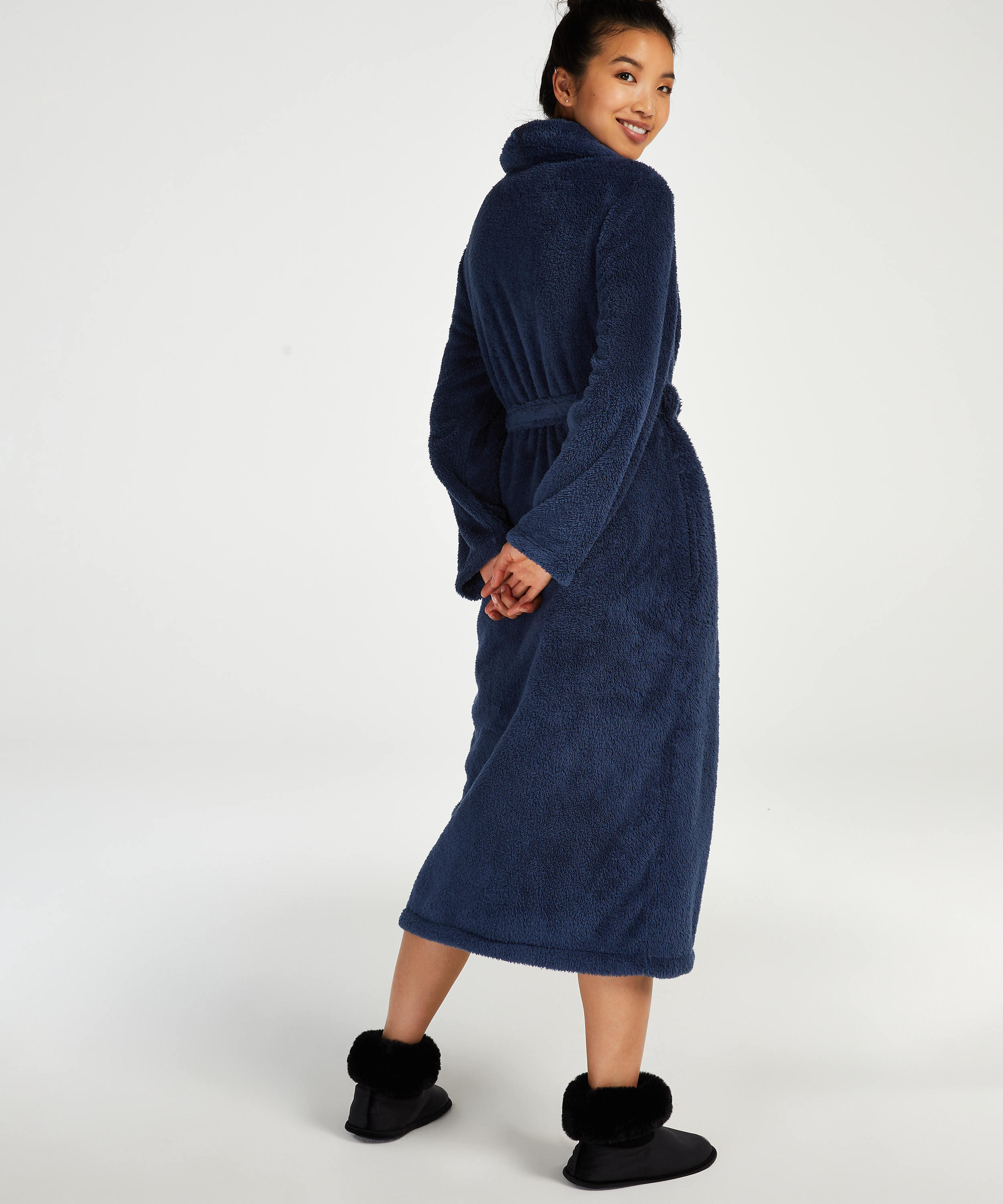 Fleece Bathrobe, Blue, main