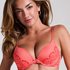 Cherry Padded Underwired Push-Up Bra, Pink