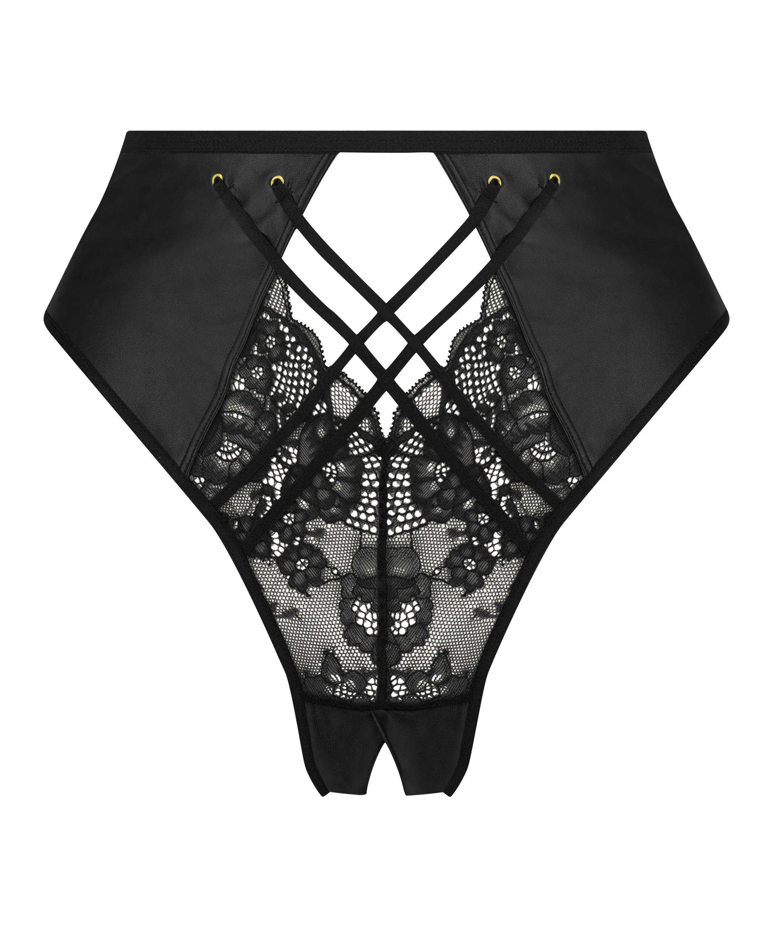 Melissa High Leg Open Crotch Brazilian, Black, main