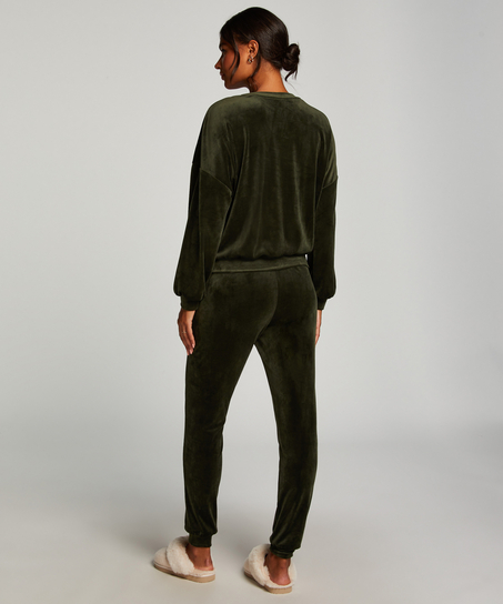 Tall Velours Jogging Bottoms, Green