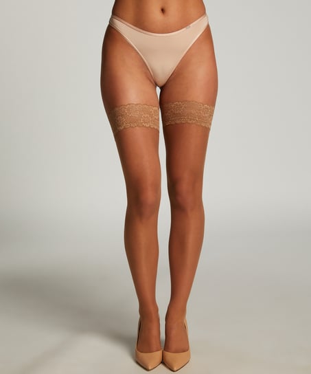 2 Pack 15 Denier Stay-Ups Lace, Beige