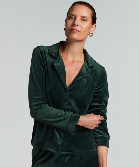 Velours Long-Sleeved Jacket, Green
