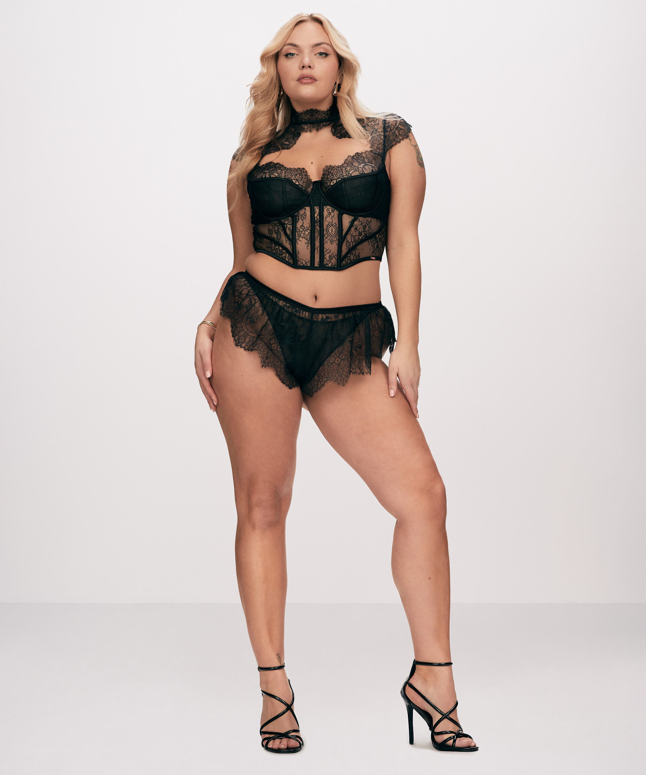 Lace Camille French Knicker, Black