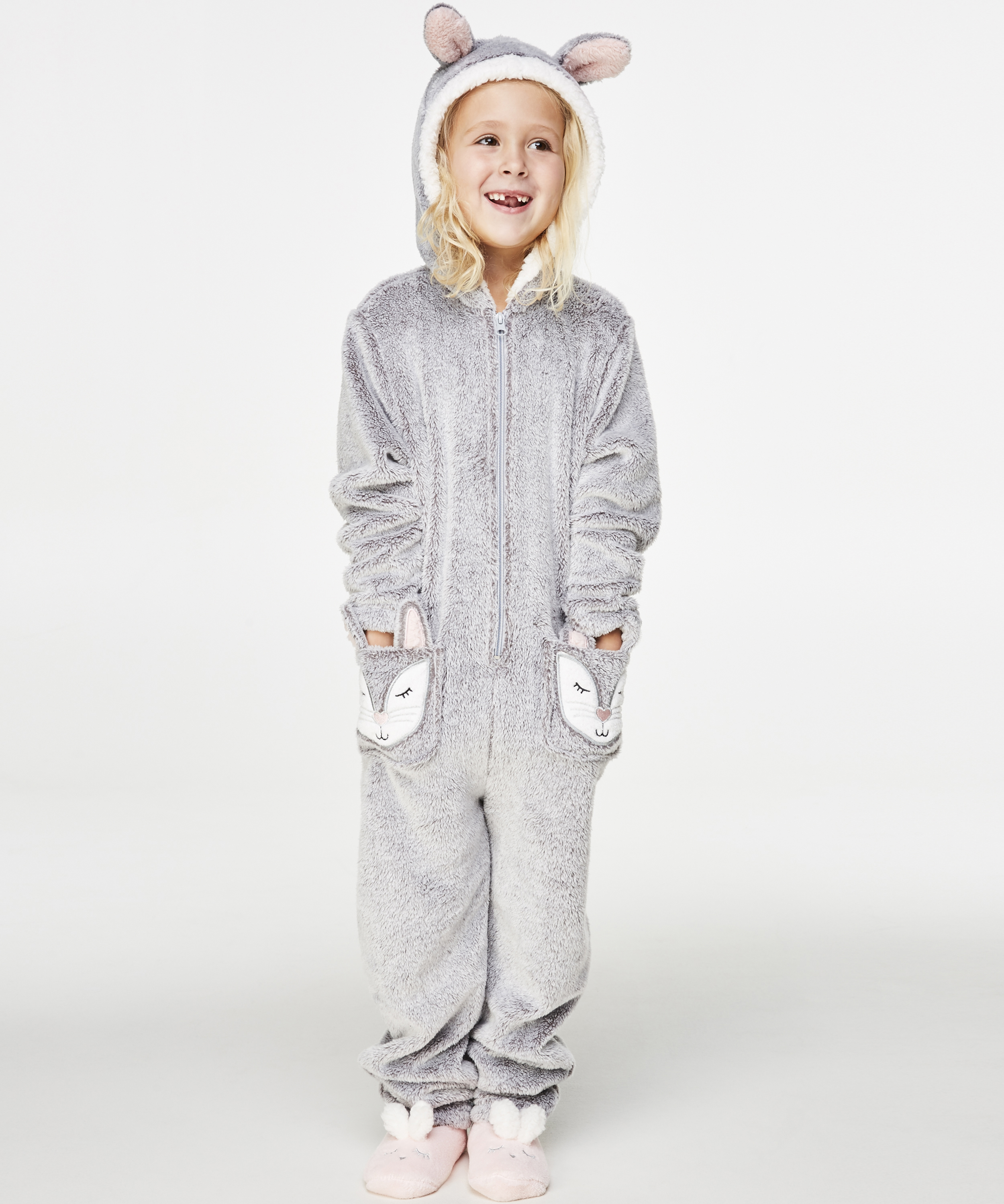 Fleece Onesie Kids, Grey, main