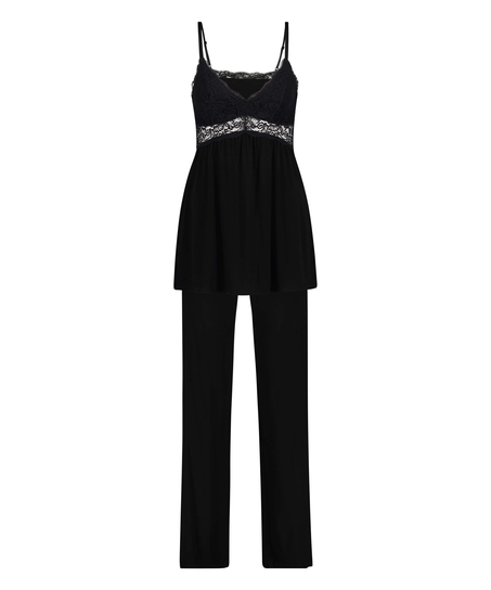 Vera Lace Pyjama Set, Black