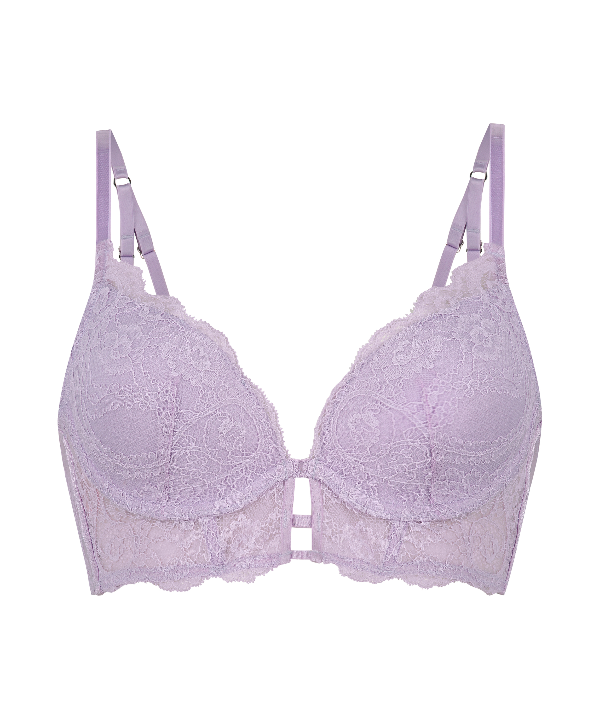 Ollie Padded Underwired Longline Bra, Purple, main