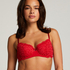 Rose Padded Underwired Bra, Red