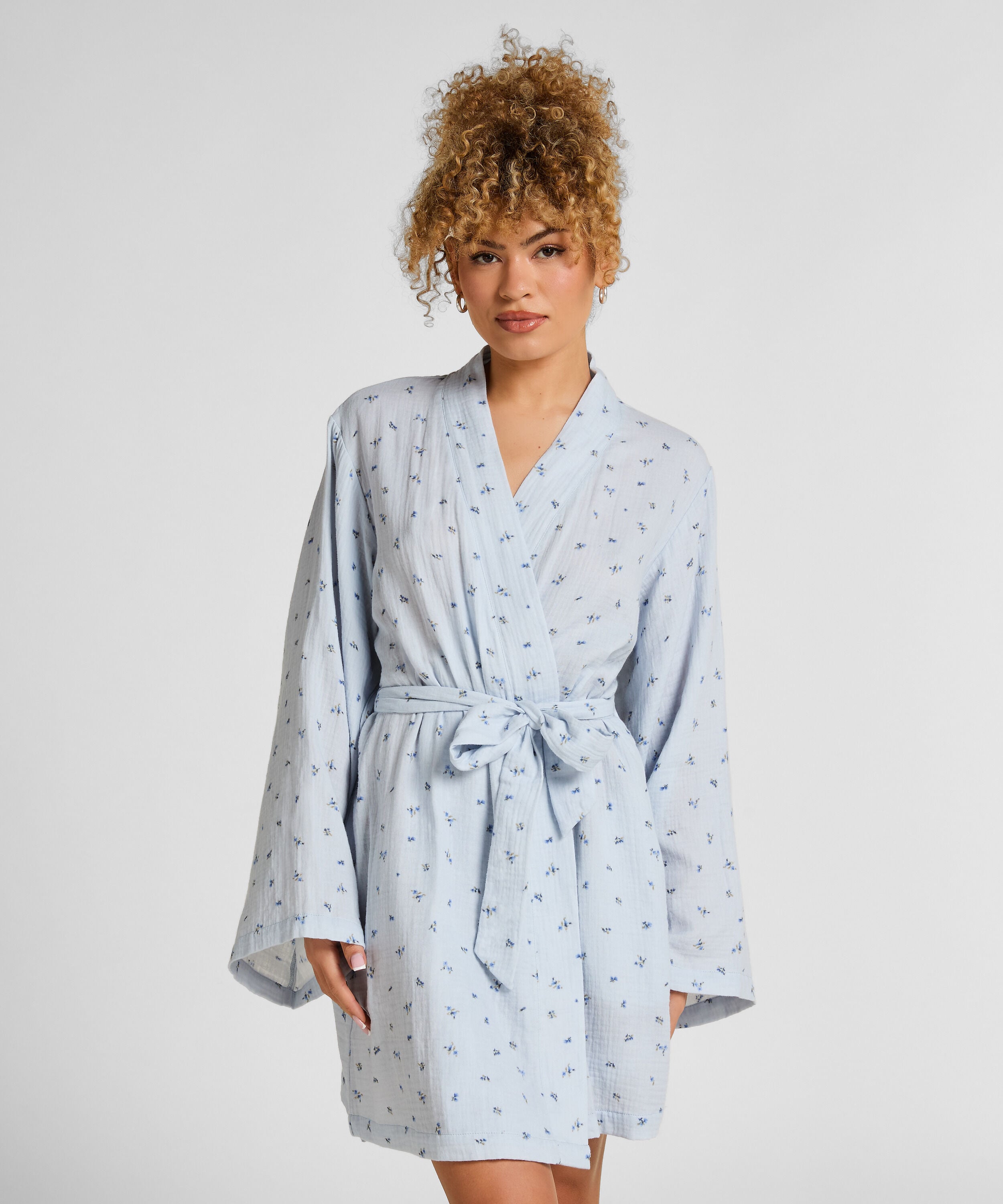 Muslin Robe Short, Blue