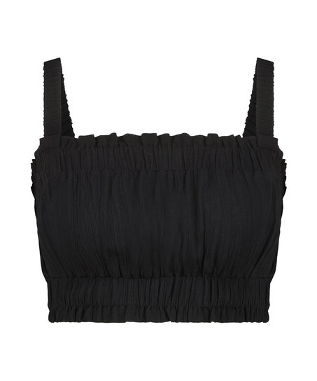 Ruched Crop Top, Black