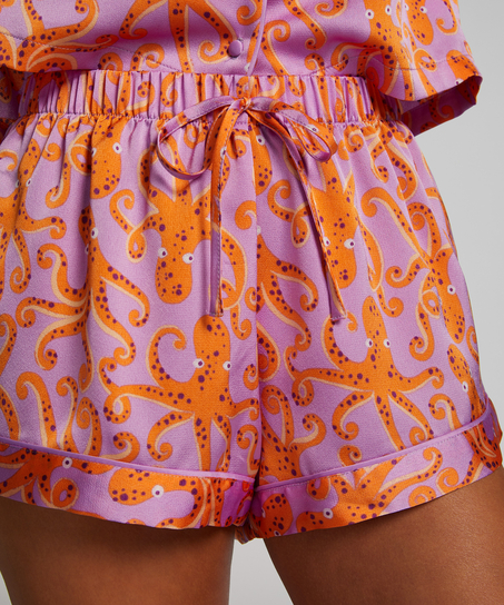 Satin pyjama shorts, Purple
