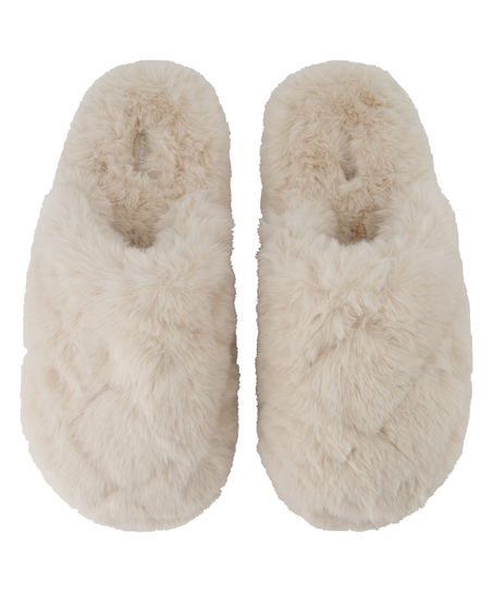 Madeline Fur Slippers, Beige