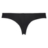Satin fleece thong, Black