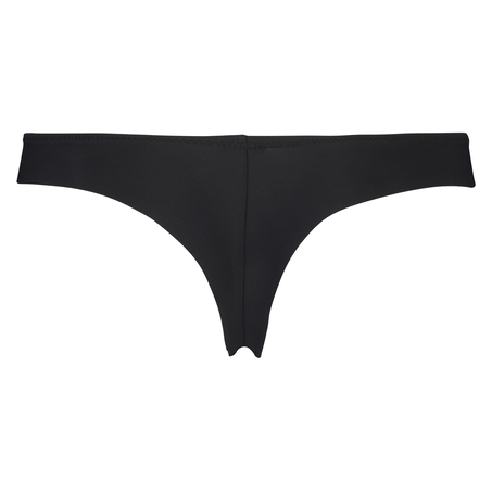 Satin fleece thong, Black