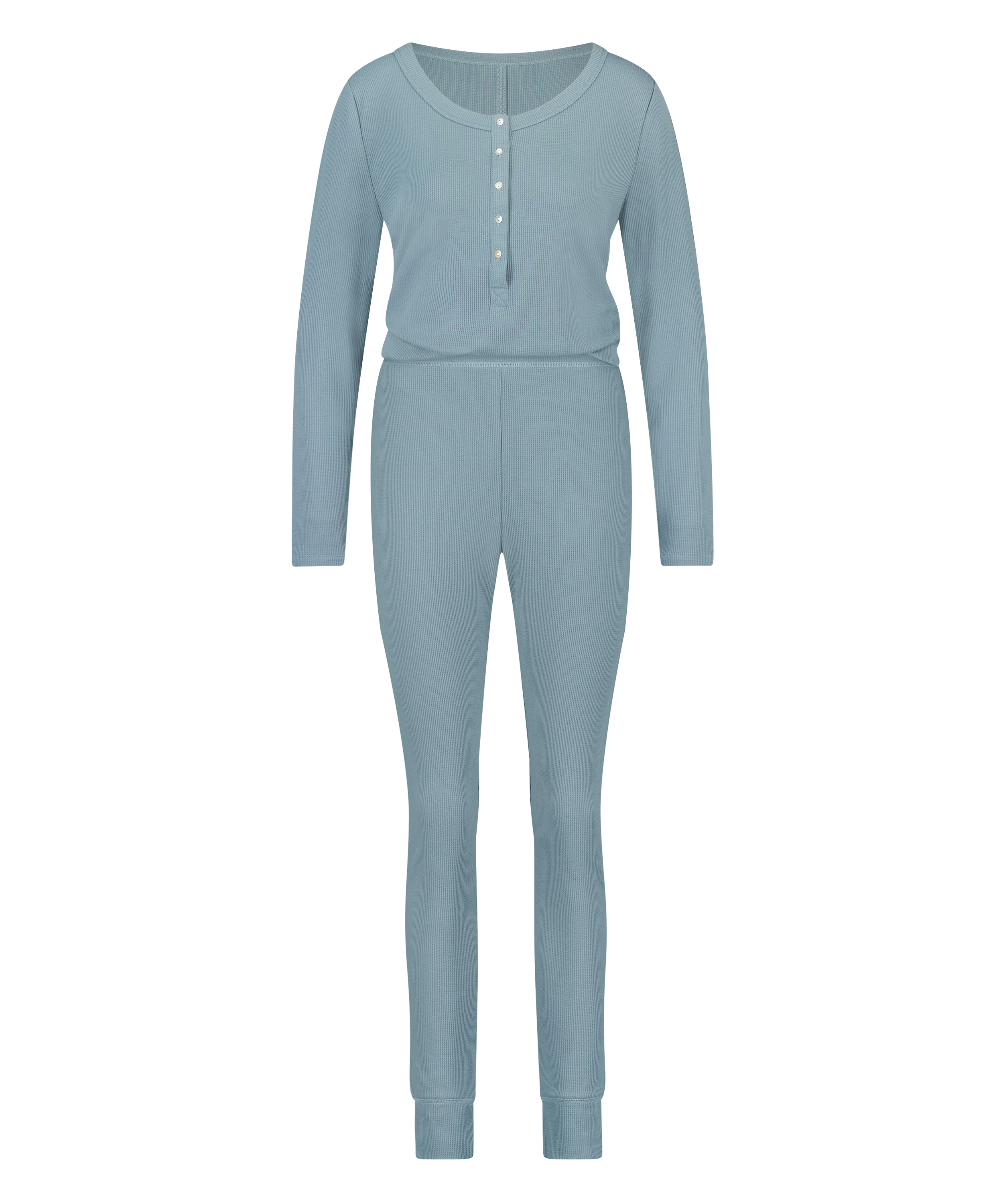 Waffle Placket Pyjama, Blue, main