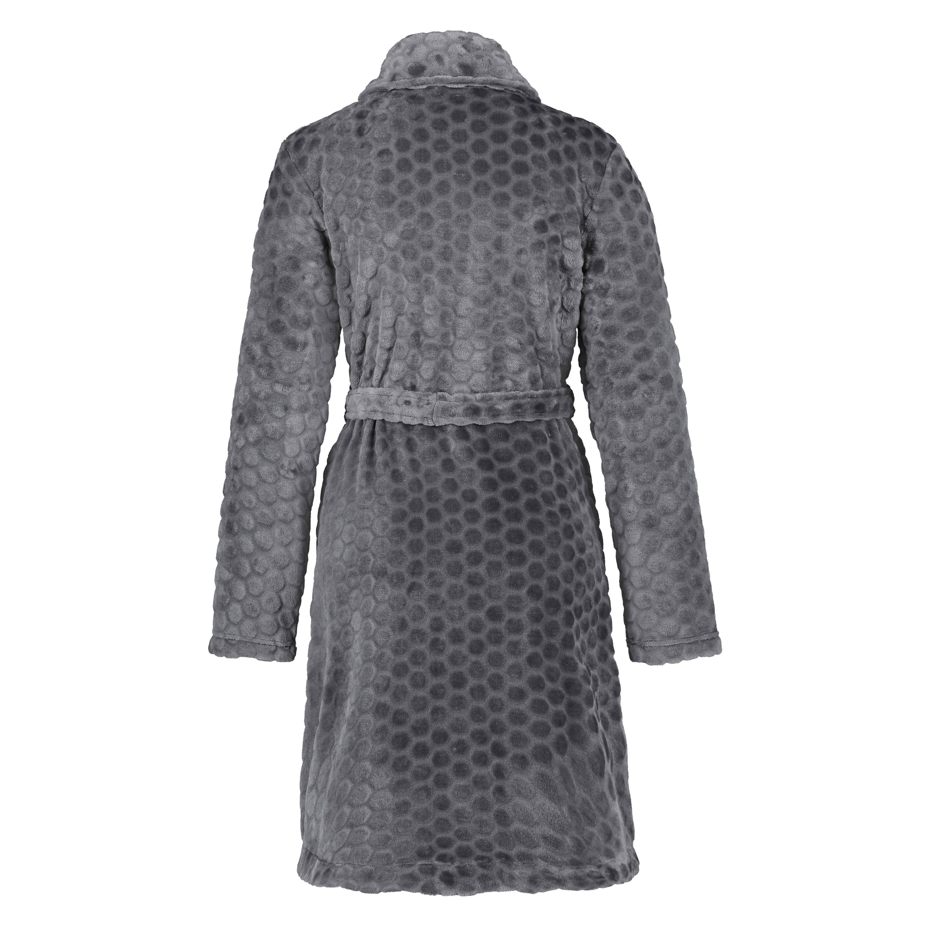 Honeycomb Fleece Zip Bathrobe, Grey, main
