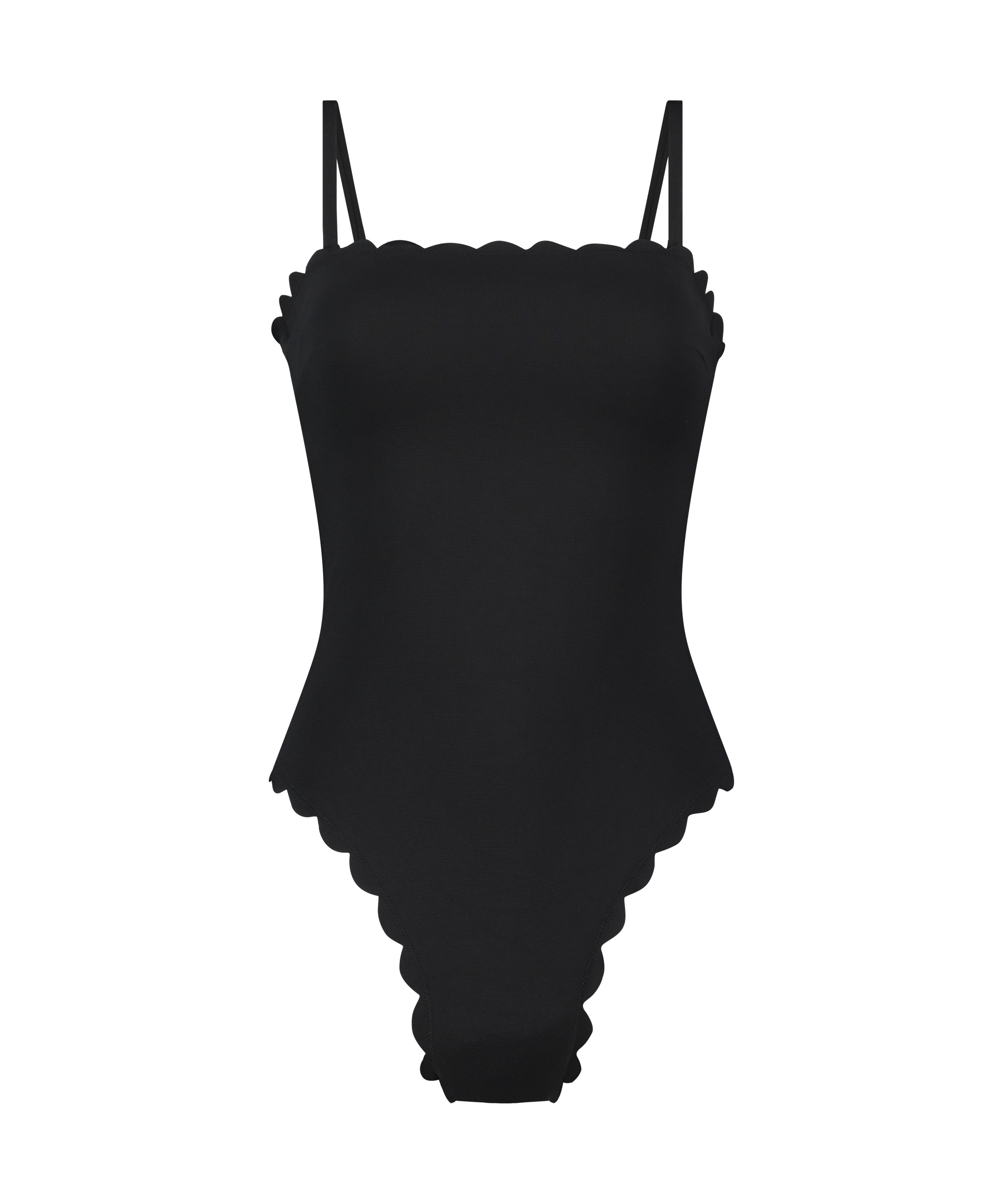 Bandeau Scallop Swimsuit, Black, main