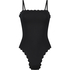 Bandeau Scallop Swimsuit, Black