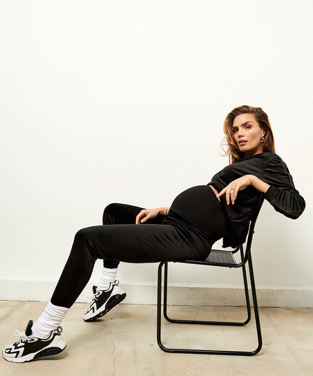 Velvet Shimmer maternity jogging bottoms, Black