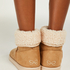 Faux Suede Slippers, Beige
