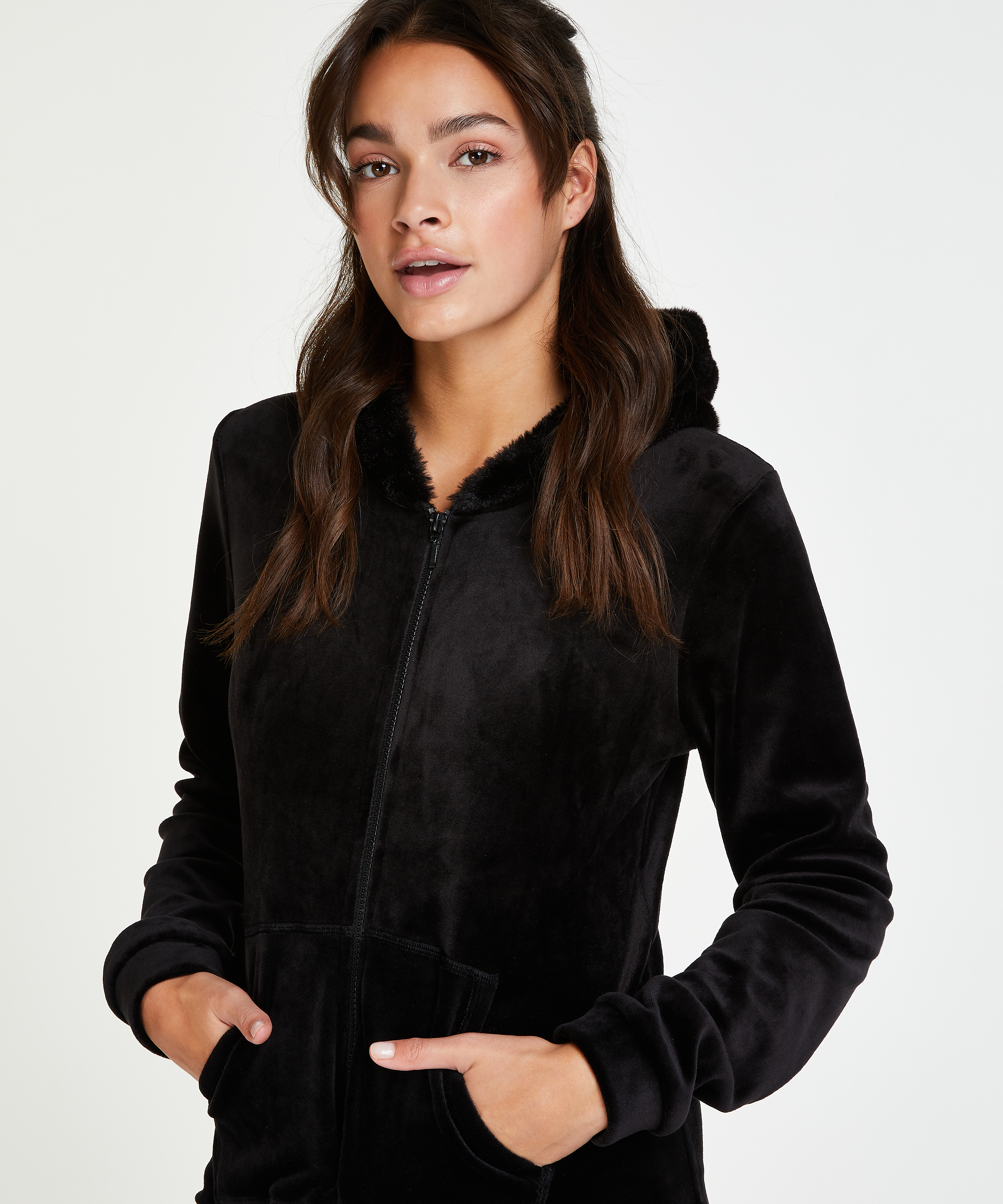 Velvet onesie, Black, main