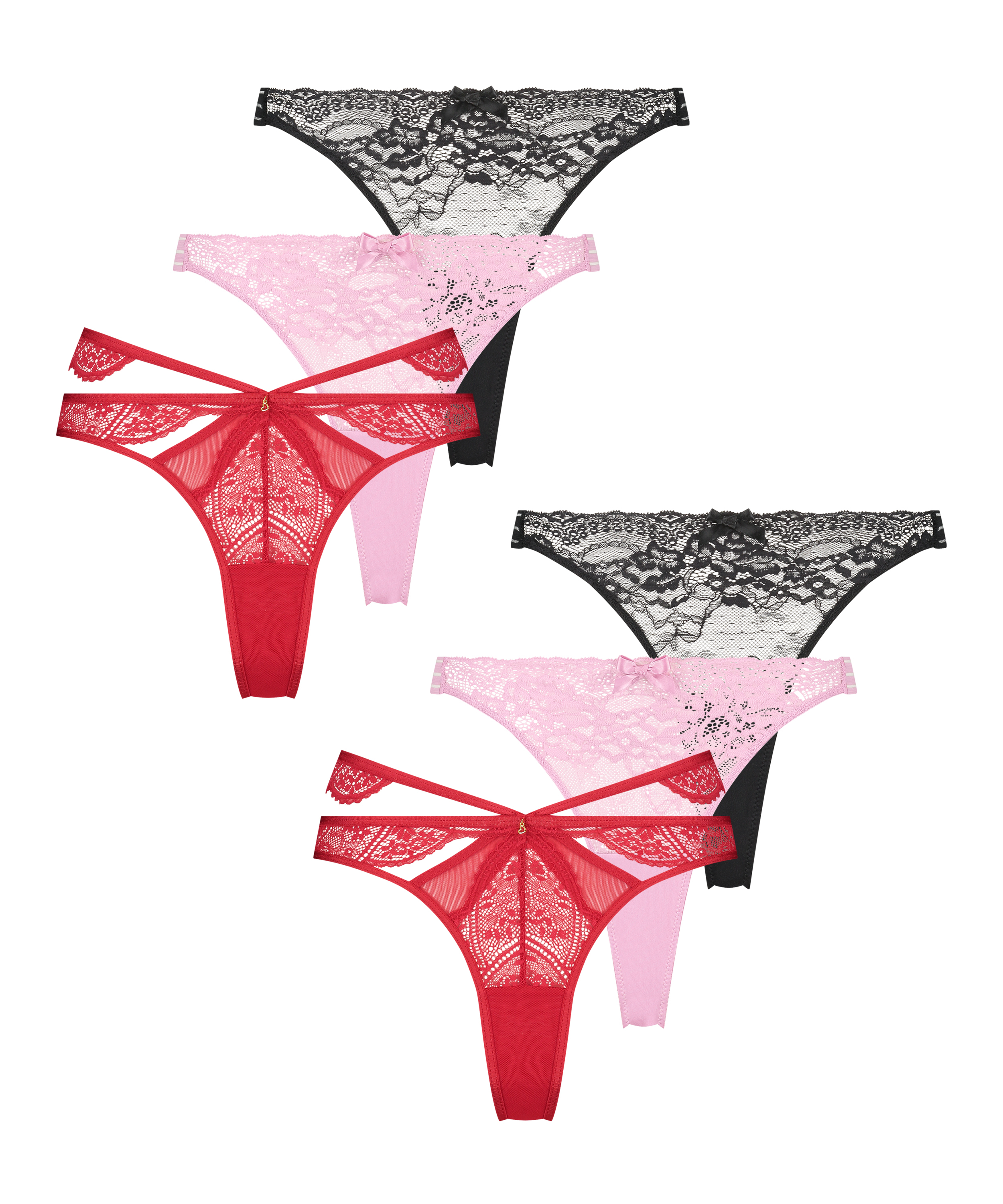 6-Pack Thongs, Red, main