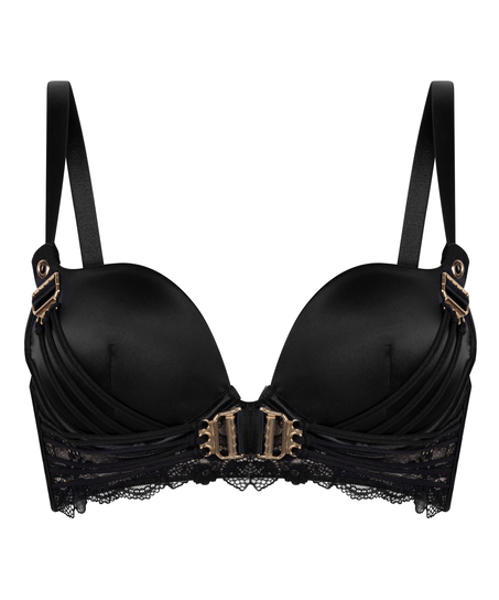 Avela Padded Underwired Longline Bra, Black