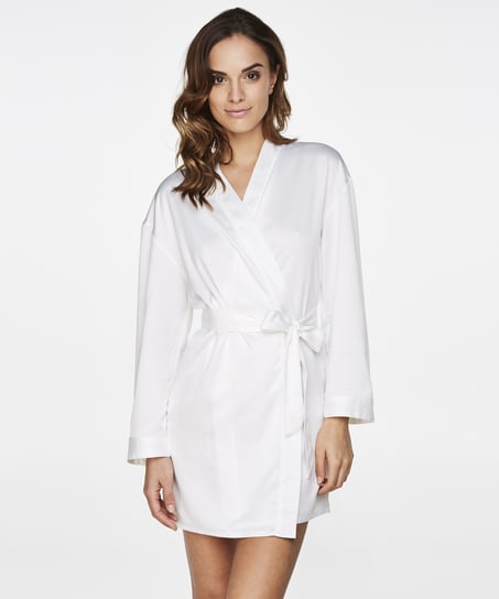 Satin Kimono Bridal, White