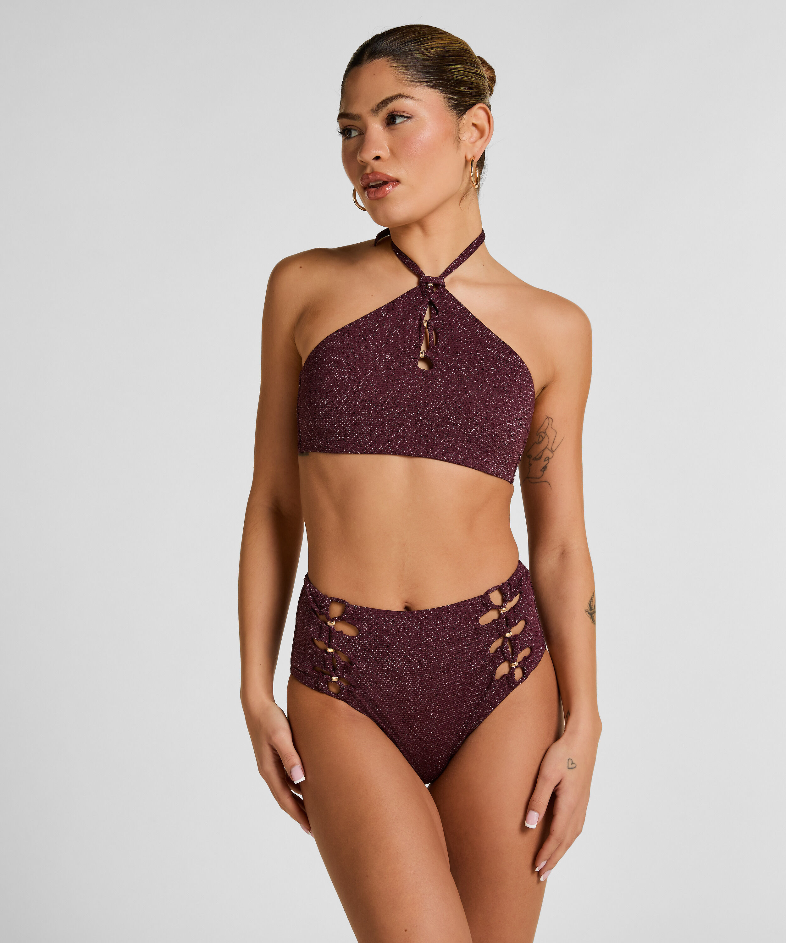 Panama High Waisted Bikini Bottom, Purple Panama High Waisted Bikini Bottom, Purple