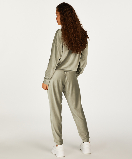 Velour rib top with long sleeves, Green