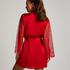 Satin Lace Kimono, Red
