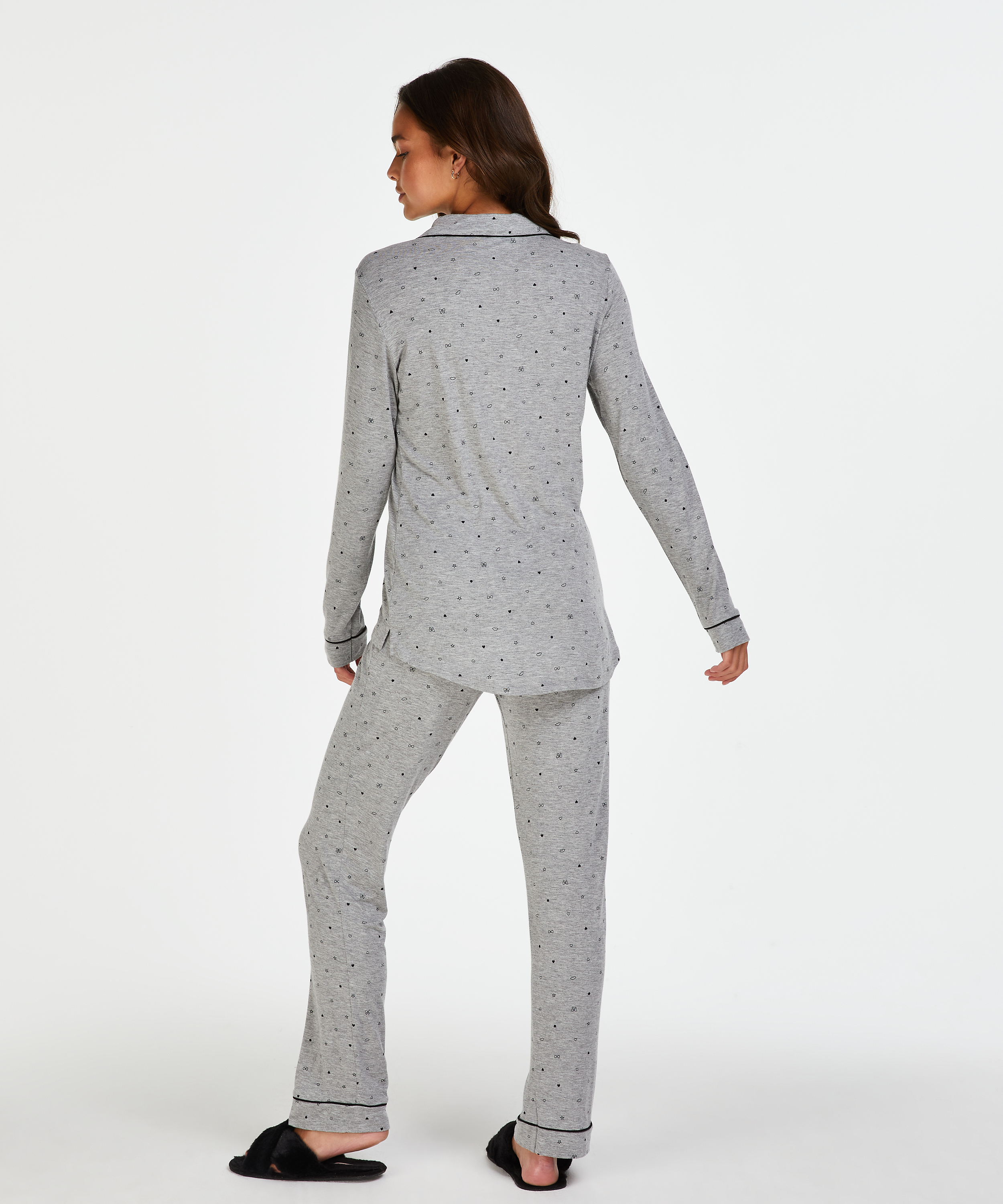 Long Pajama Set, Grey, main