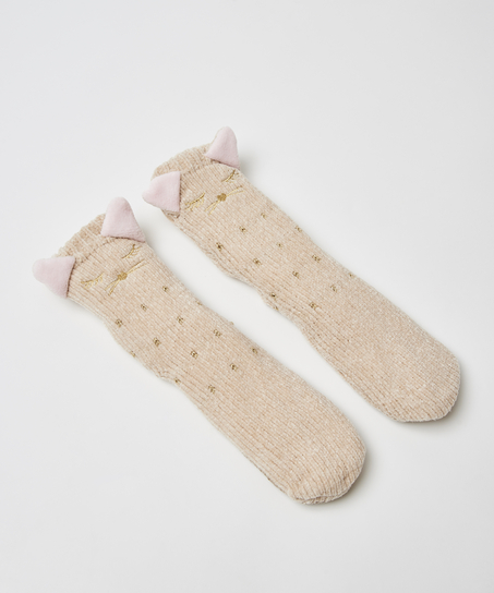 Fluffy Slipper Socks, White