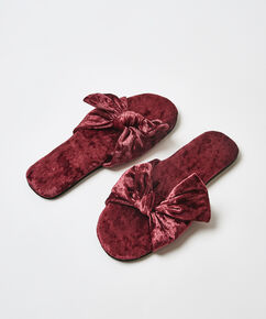 Velvet Knot Slippers, Red