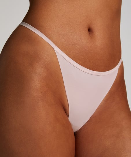 Invisible Stripe Mesh Thong, Pink
