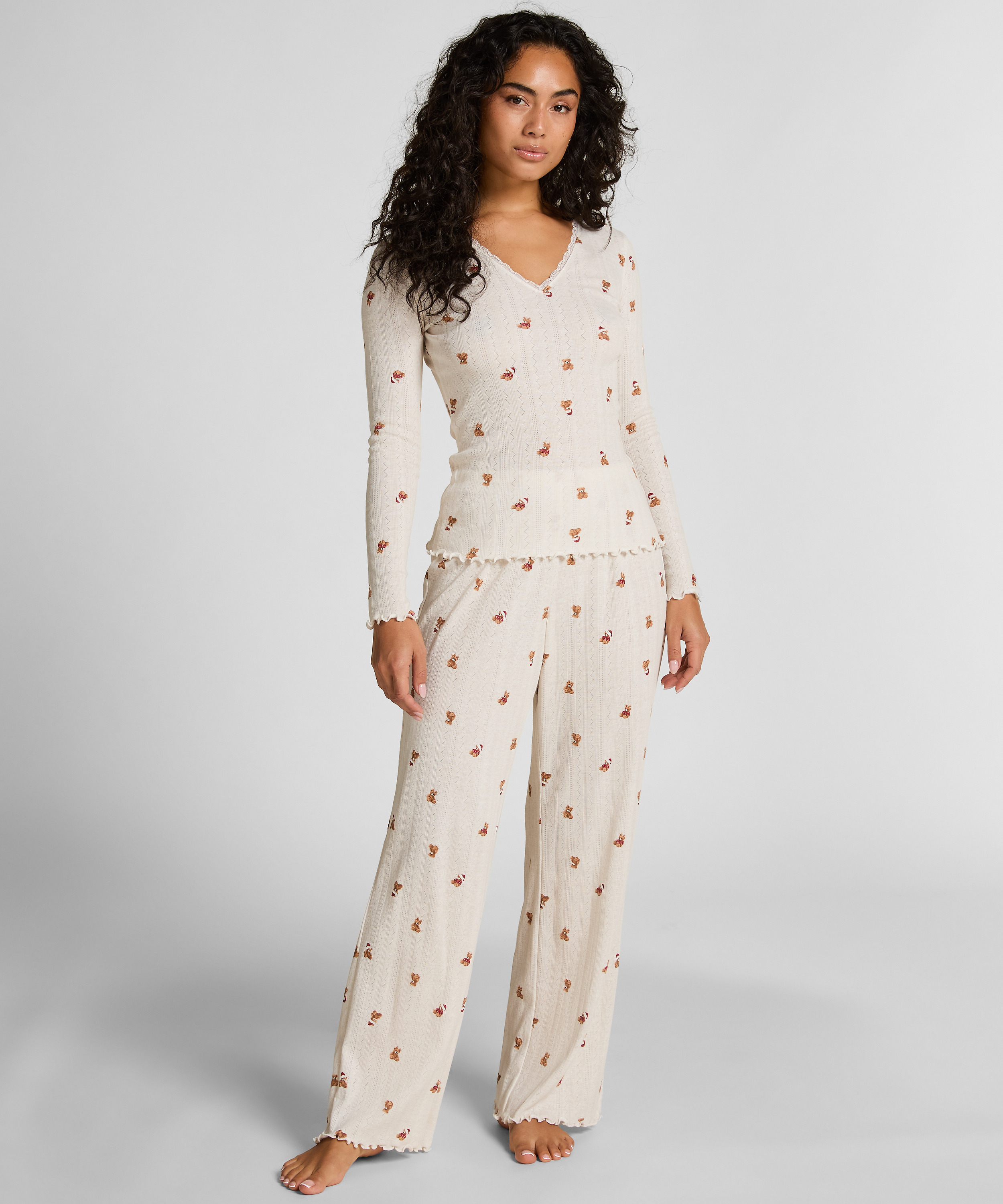 Pointelle Pyjama Set, White, main