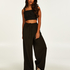 Ruched Crop Top, Black