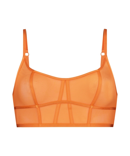 Sexy mesh longline bralette, Orange