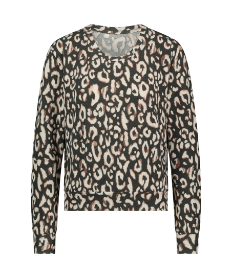 Jersey Long-Sleeved Pyjama Top, Black