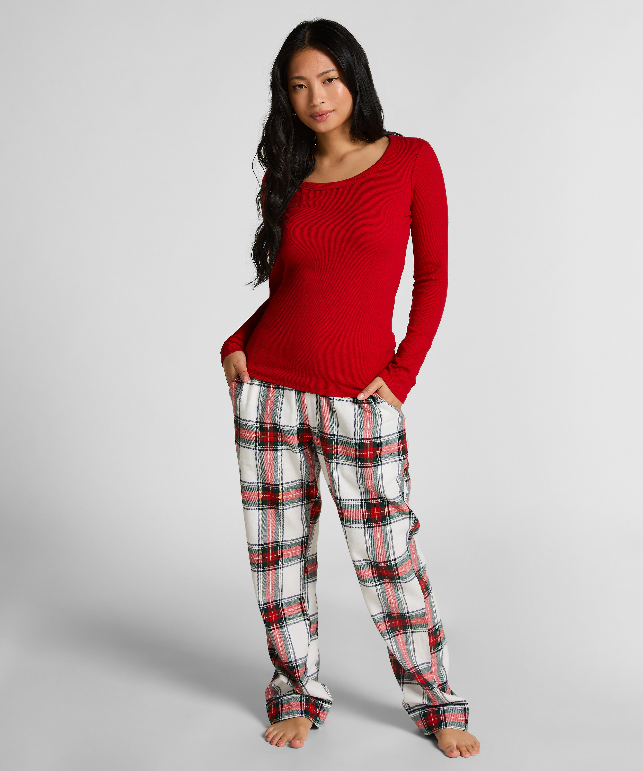 Cotton Pyjama Top, Red, main
