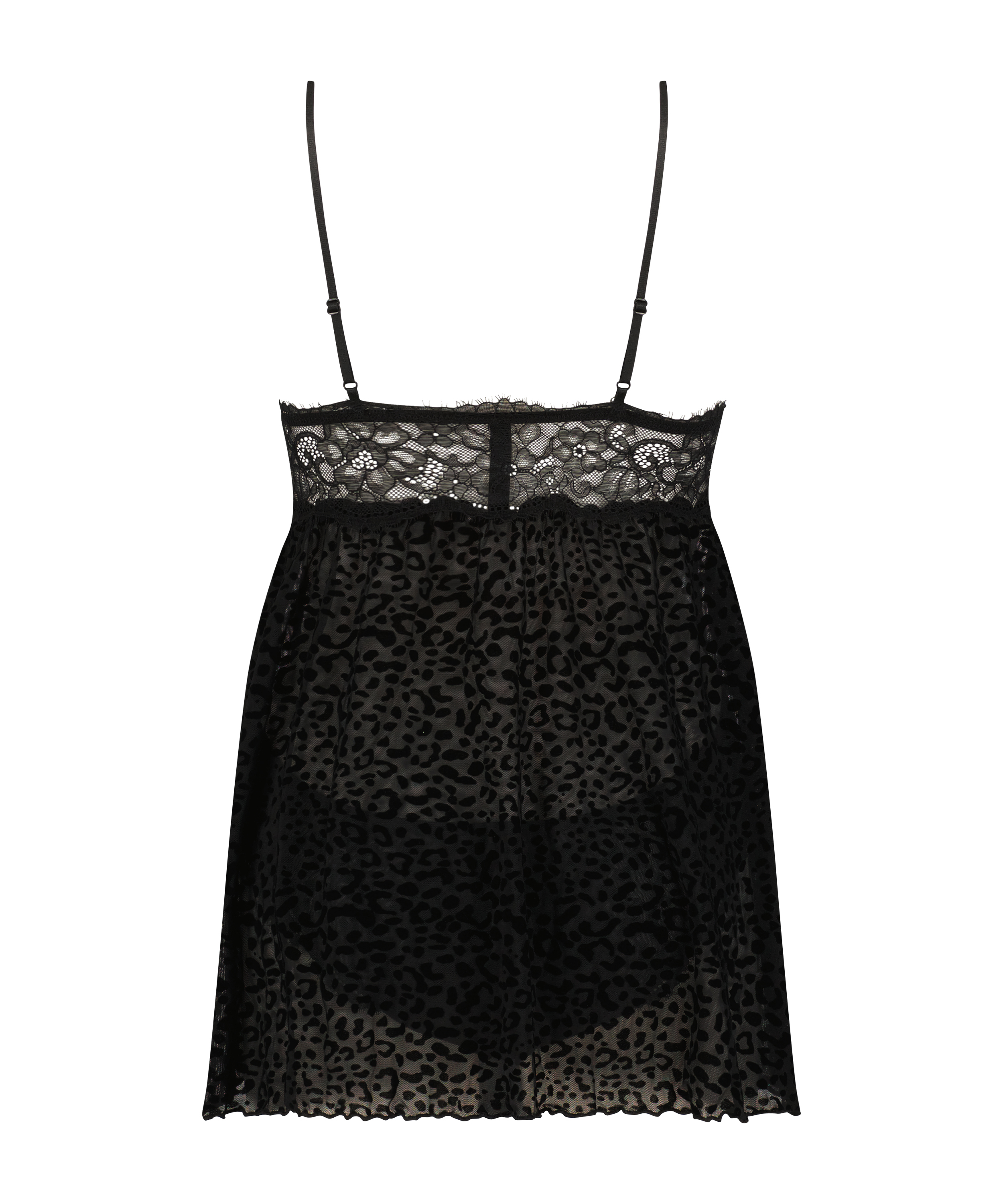 Babydoll Animal Flock Lace, Black, main