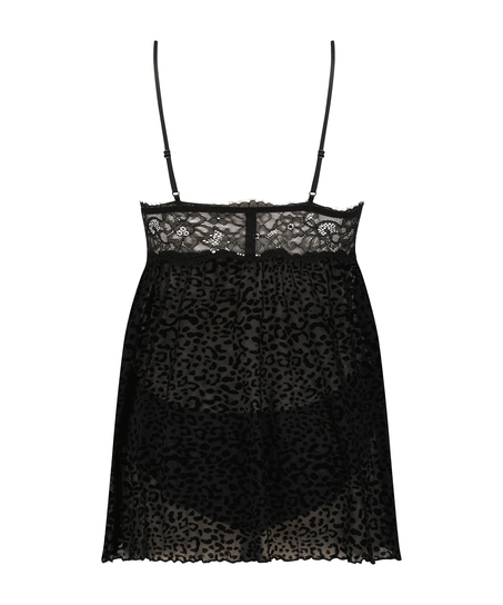 Babydoll Animal Flock Lace, Black