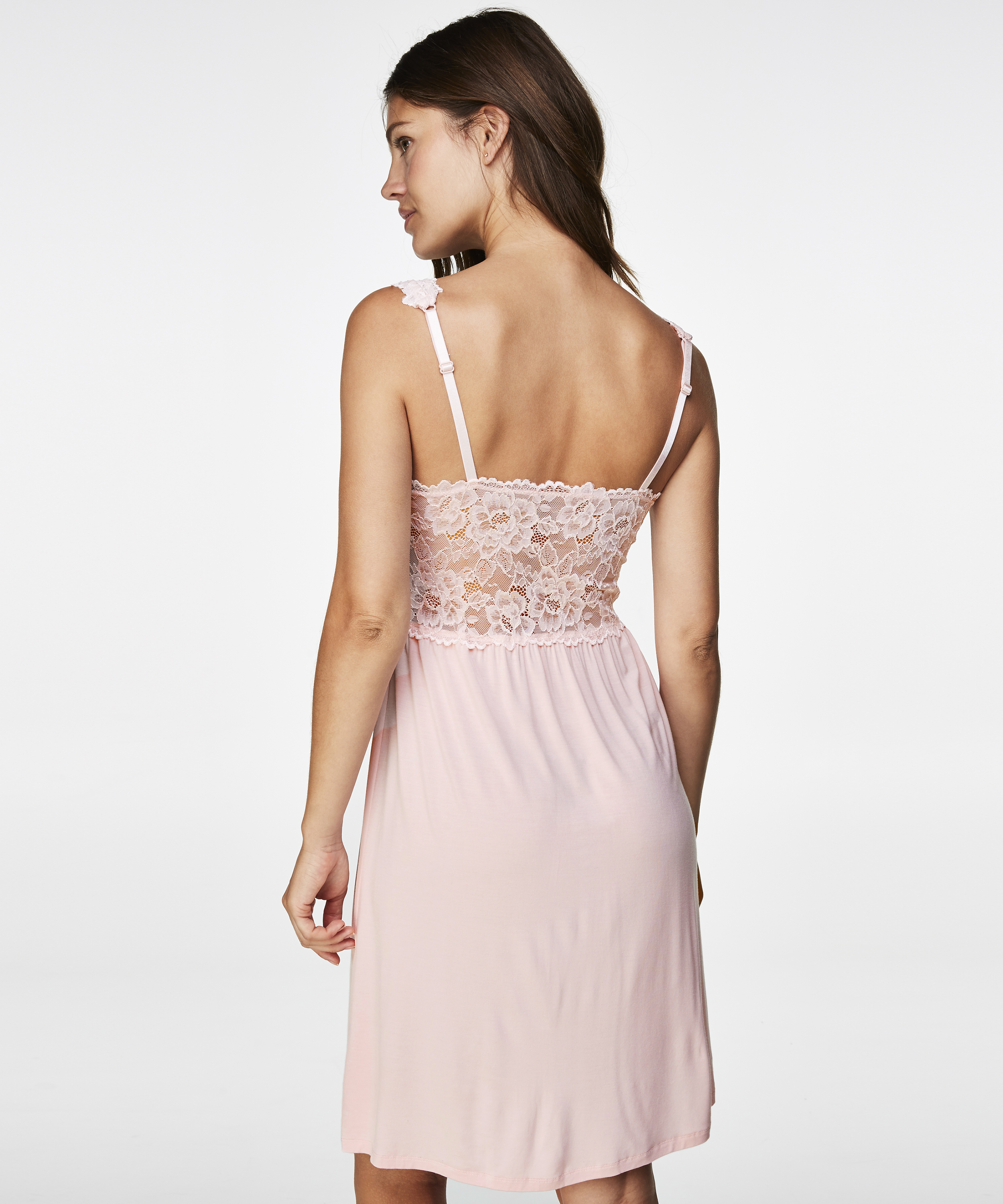 Modal Lace Slip Dress, Pink, main