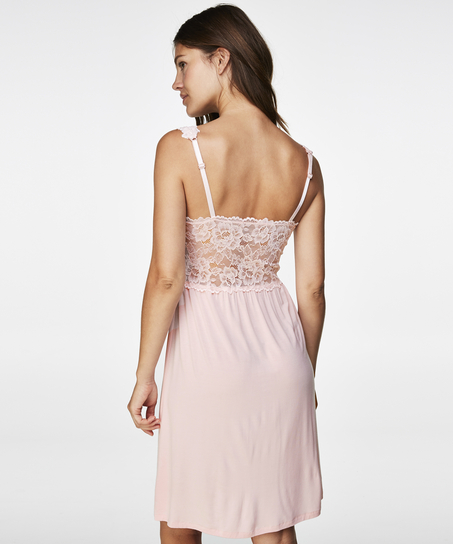 Modal Lace Slip Dress, Pink